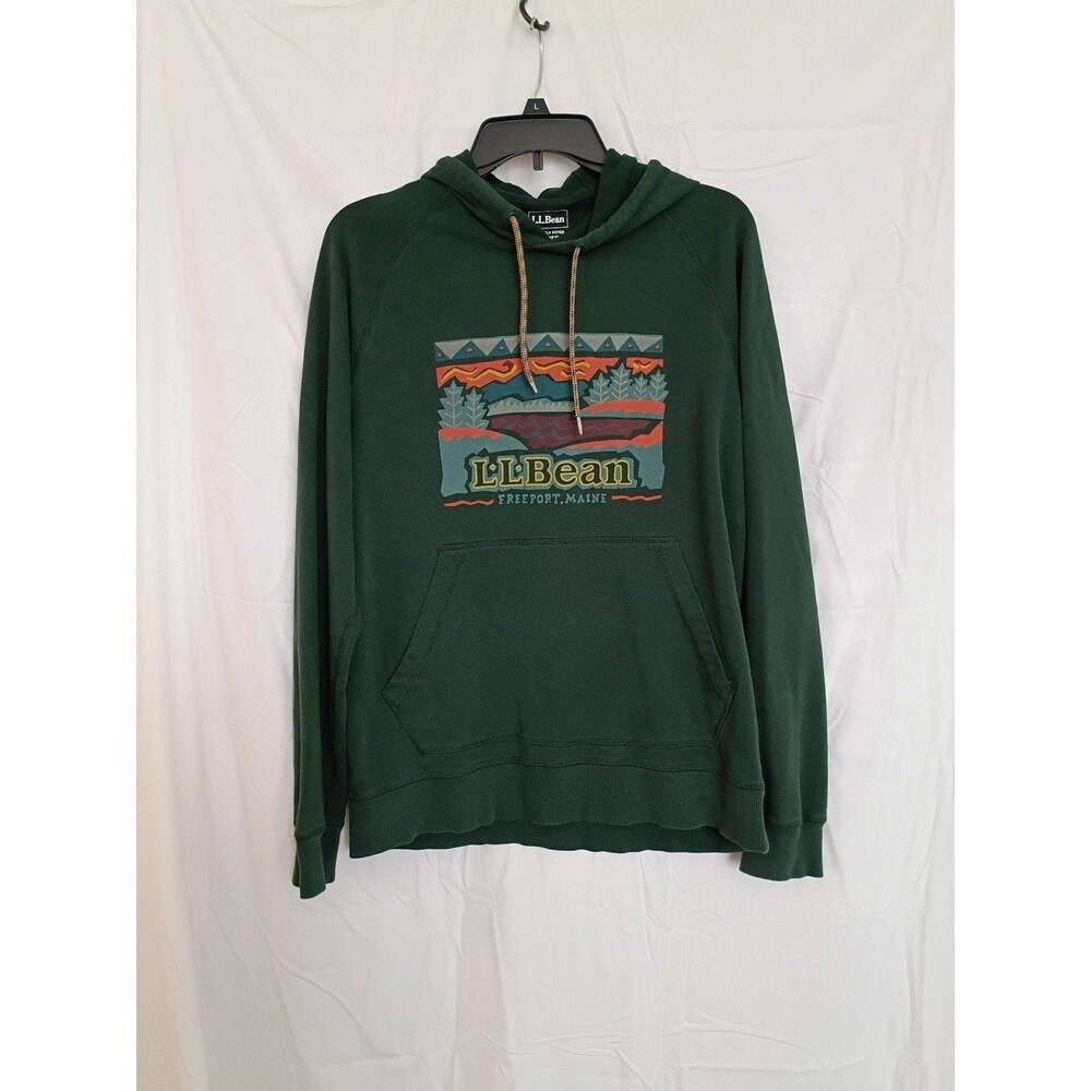 L.L. Bean Freeport Maine Graphic Hoodie Green Pullover